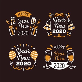 新年快乐艺术字标签