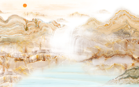 山水大理石电视背景