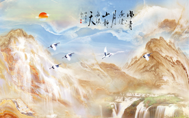 山水大理石电视背景