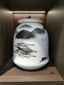 山水画花瓶 新中式陶瓷 白色陶