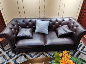 美式皮沙发 红棕色沙发 欧式造