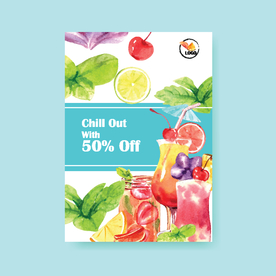 夏日饮品矢量海报