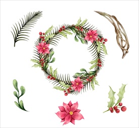 圣诞一品红花环