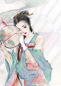 古风美女执扇