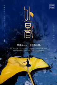 处暑古风传统复古夏季国风海报