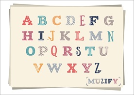 复古彩色英文字母设计