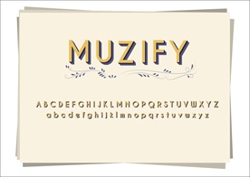 黄色图案复古字母设计