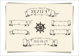 6款入复古飘带和船舵手绘稿