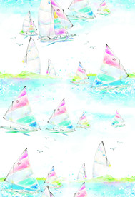 水彩帆船