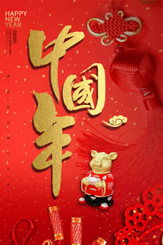 中国年传统古风国风插画卡通海报