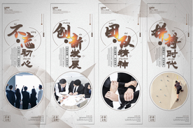 简约几何企业文化宣传系列展板