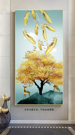 北欧清新麋鹿羽毛装饰画