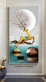 新中式麋鹿装饰画