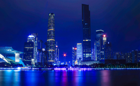 城市建筑群实拍广州花城广场夜景