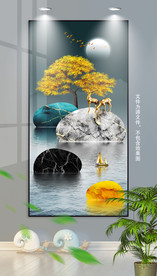 新中式麋鹿装饰画