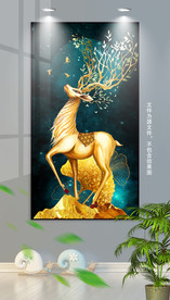 新中式麋鹿装饰画