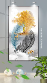 新中式麋鹿装饰画