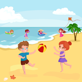 卡通沙滩