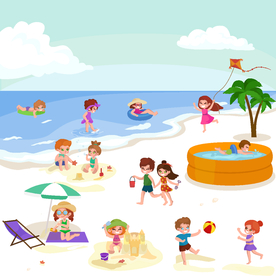卡通沙滩