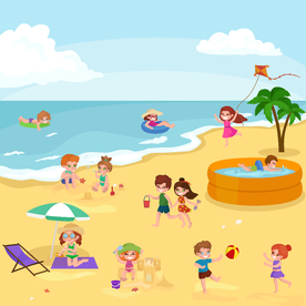 卡通沙滩