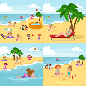 卡通沙滩