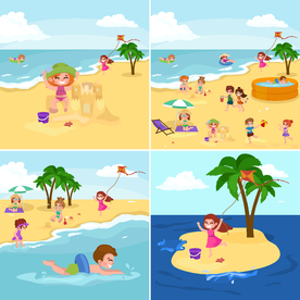 卡通沙滩