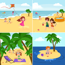 卡通沙滩