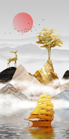 山水玄关装饰画