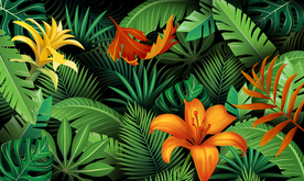 植物绿色清新卡通插画背景素材