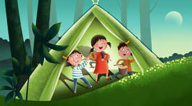 露营野外人物插画背景素材