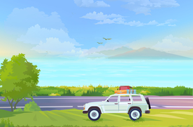 旅游郊游清新插画背景素材