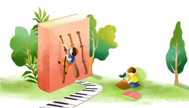 书本攀登梦想插画卡通背景素材