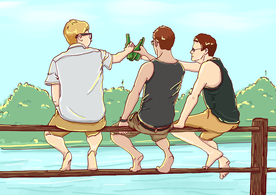 聚会毕业哥们插画卡通背景素材