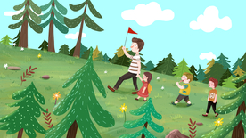 郊游春游郊外插画卡通背景素材