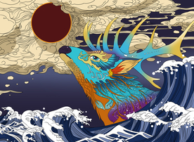 浮世绘传统插画卡通背景素材