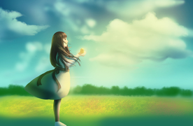 少女清新插画卡通背景素材