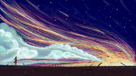 天空大气清新插画卡通背景素材