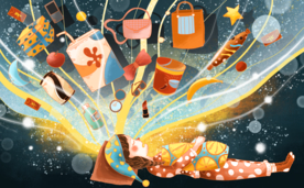 梦境睡眠清新插画卡通背景素材