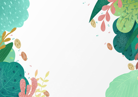 夏季树叶清新插画卡通背景素材