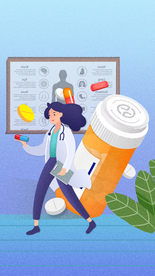 药水护士营养药片插画卡通背景