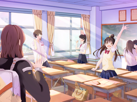 开学女生清新插画卡通背景素材