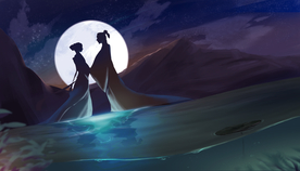 七夕牛郎织女情人节插画卡通背景