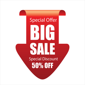红色降价箭头标签