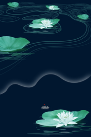 夏季荷花清新插画卡通背景素材