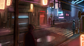 游戏未来朋克街道插画卡通背景