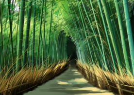 竹林清新传统国风插画背景