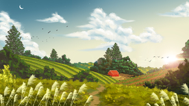 郊外清新风景国风插画背景