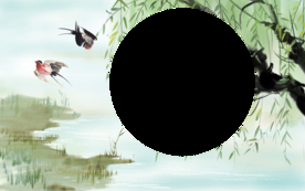 春季燕子柳树清新插画卡通背景