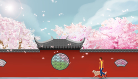 城墙樱花传统国风插画卡通背景