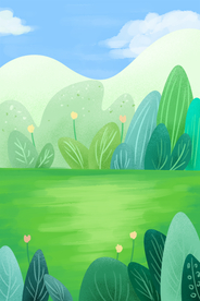 户外草坪清新传统插画背景
